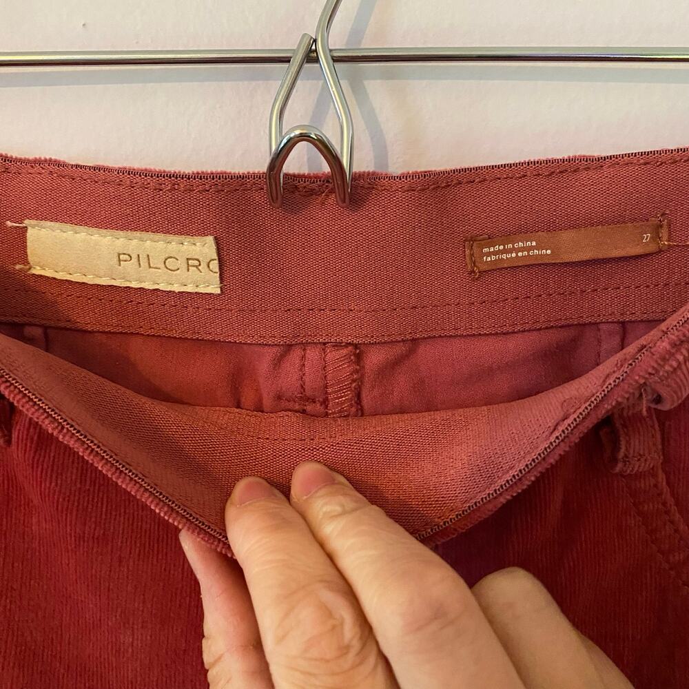 Pilcro Anthropologie Pink Red The Pull-On Icon Corduroy Flare Pants Retro 27 - Picture 2 of 11